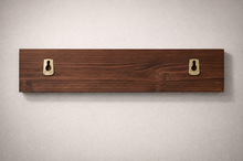 Load image into Gallery viewer, Handmade Wooden Key Rack Shelf – Walnut Finish with Hooks

