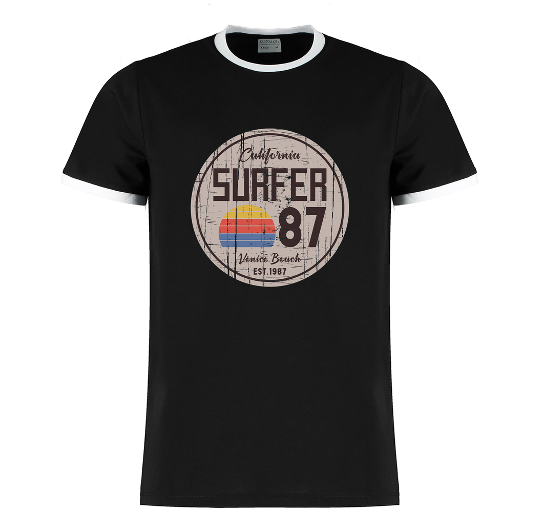 Venice Beach Surfing '87 Classic Unisex Ringer T-Shirt