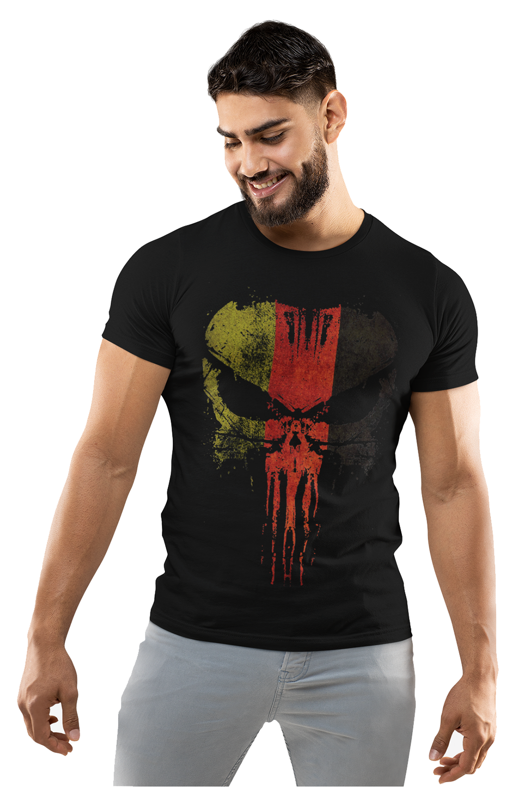 German Military Punisher Skull Men's T Shirt