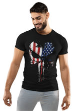 Load image into Gallery viewer, United States Stars &amp; Stripes Grunge Punisher Skull Men's T Shirt
