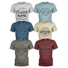 Load image into Gallery viewer, 6 Pack Men&#39;s Original Raw Denim Cotton Crew Neck Casual T Shirts
